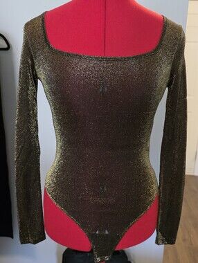 Gold square neck Bodysuit